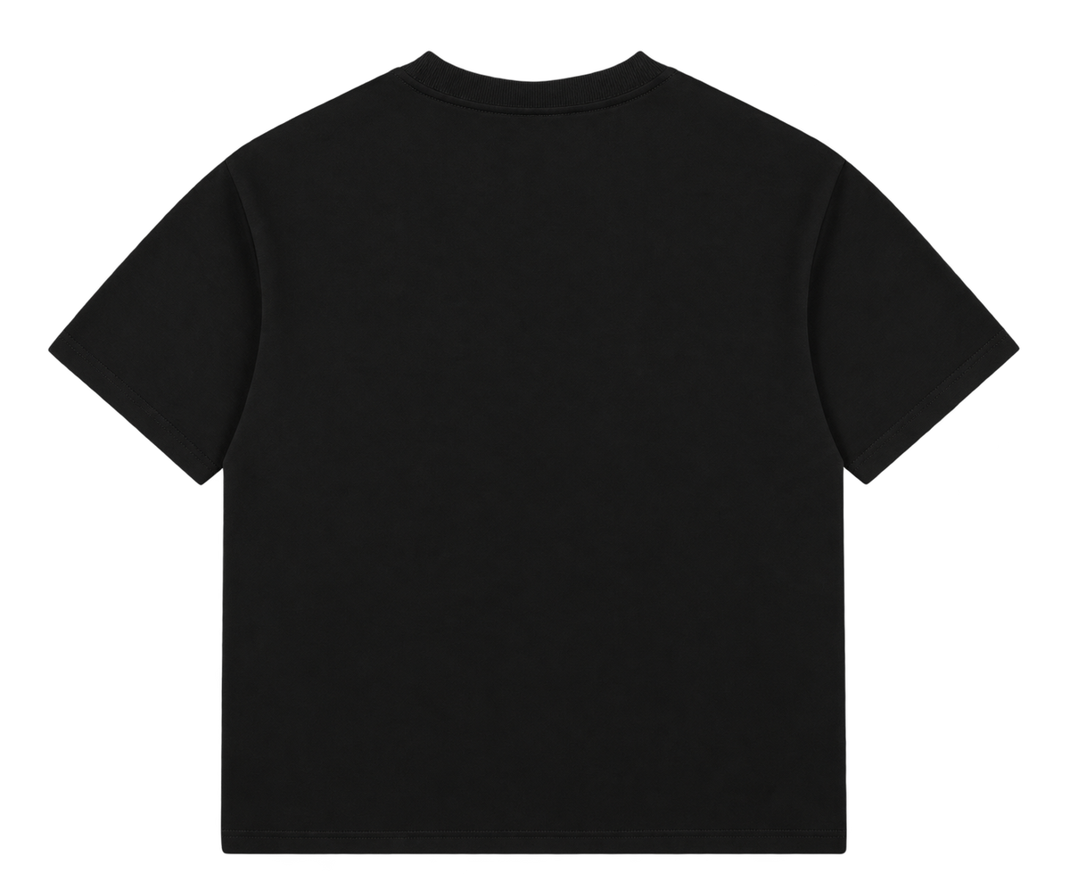Camiseta Oversize Negra con Bordados Multicolor "Patch Collage" — Calidad Premium
