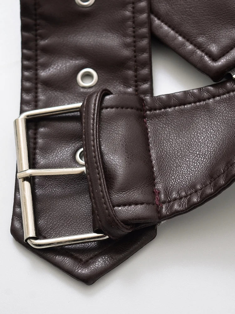 Vintage Belted Moto Faux Leather Jacket
