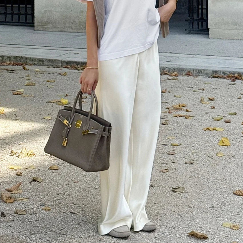 Elegant Satin Wide Leg Pants