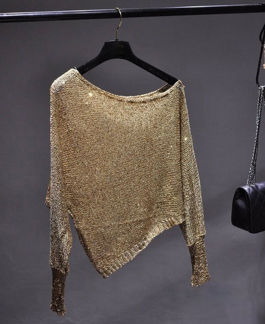 Asymmetric Sequin Blouse
