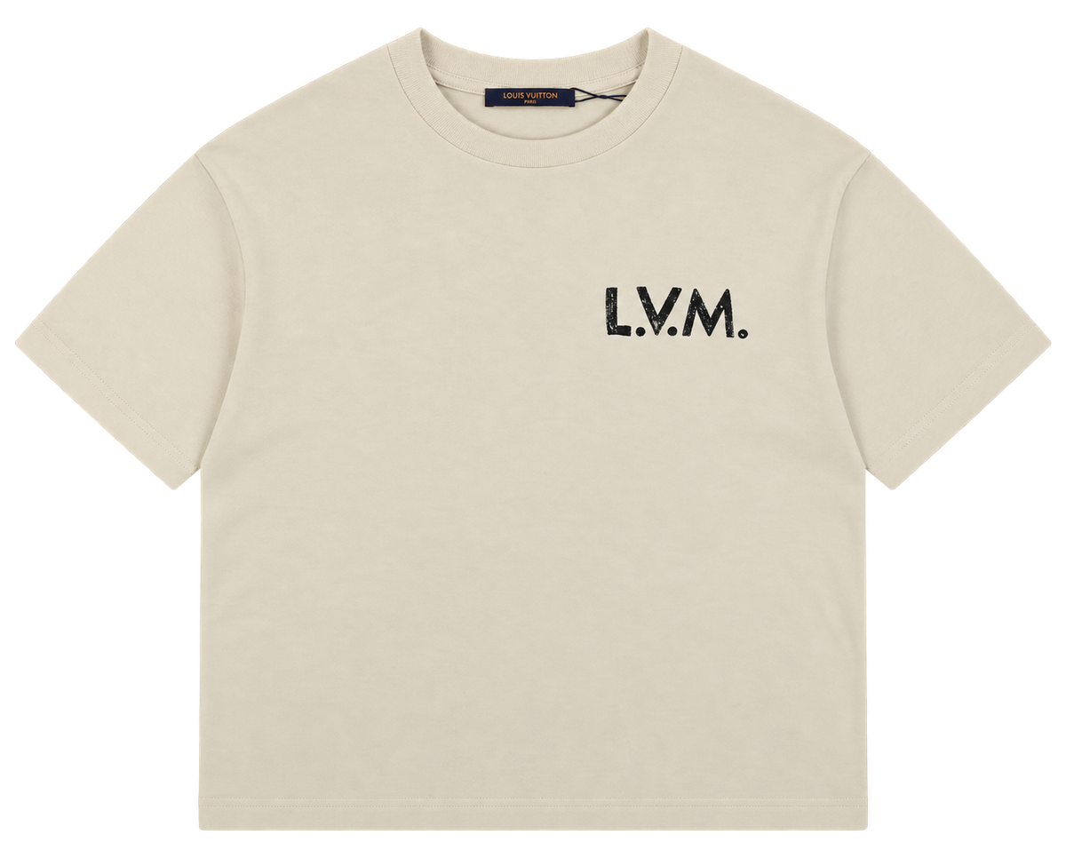 Camiseta Oversize Beige con Print "L.V.M." — Calidad Premium