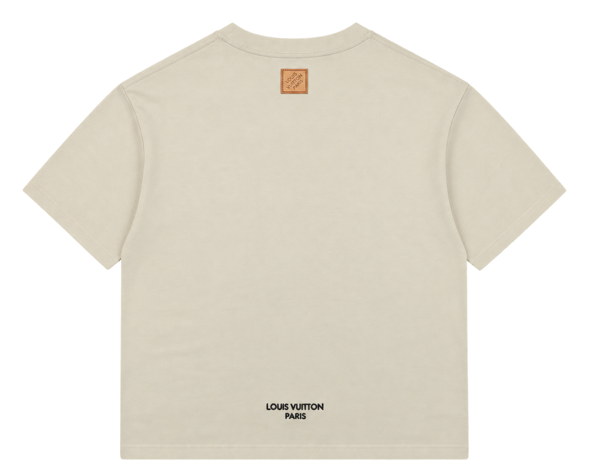 Camiseta Oversize Beige con Print "L.V.M." — Calidad Premium
