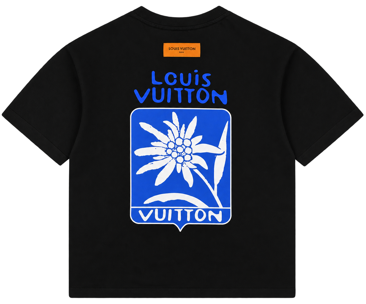 Camiseta Oversize Negra con Doble Bordado "Équipe" Azul — Calidad Premium
