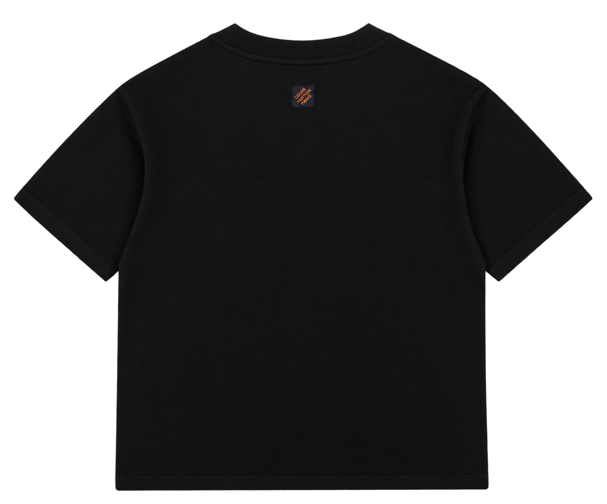Camiseta Oversize Negra con Print Cristalizado "Jewel Monogram" — Calidad Premium