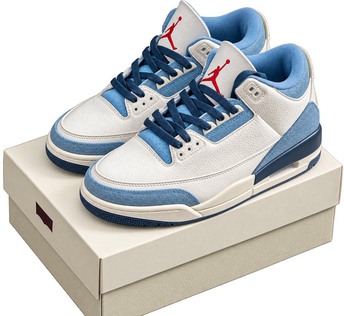 Silueta clásica Retro 4 en blanco roto y azul denim