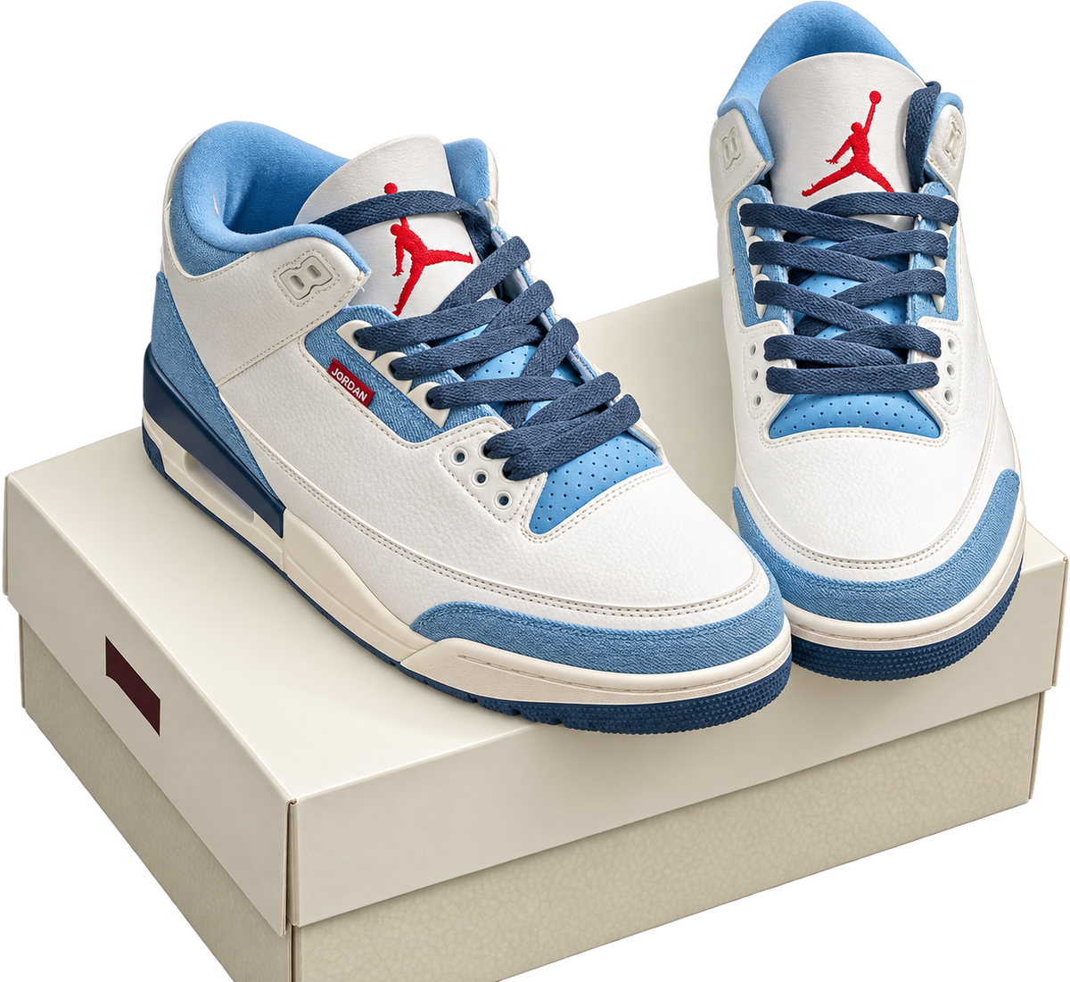 Silueta clásica Retro 4 en blanco roto y azul denim