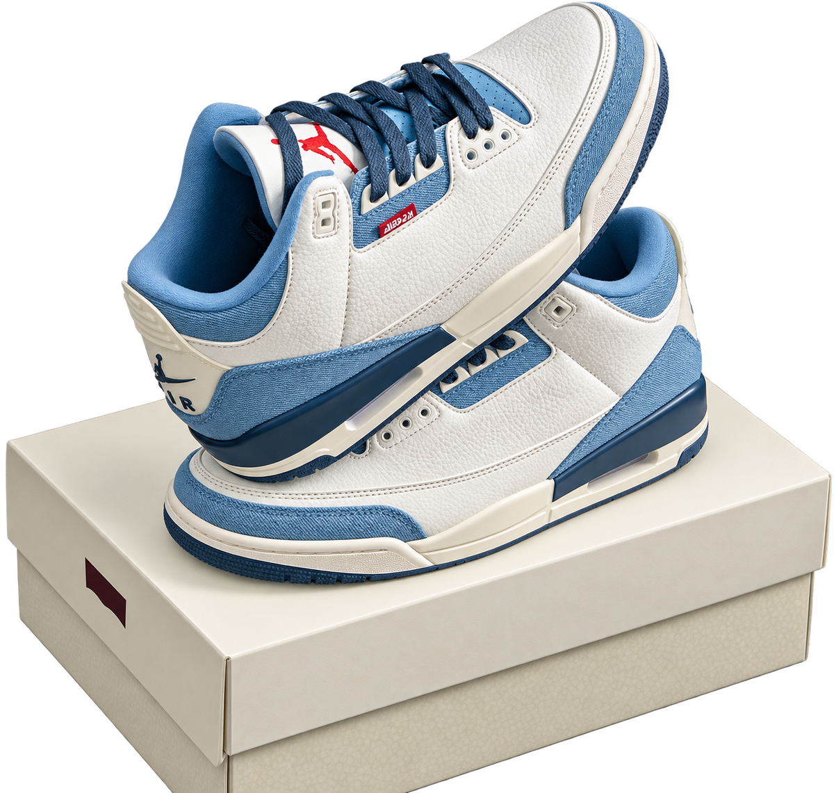 Silueta clásica Retro 4 en blanco roto y azul denim