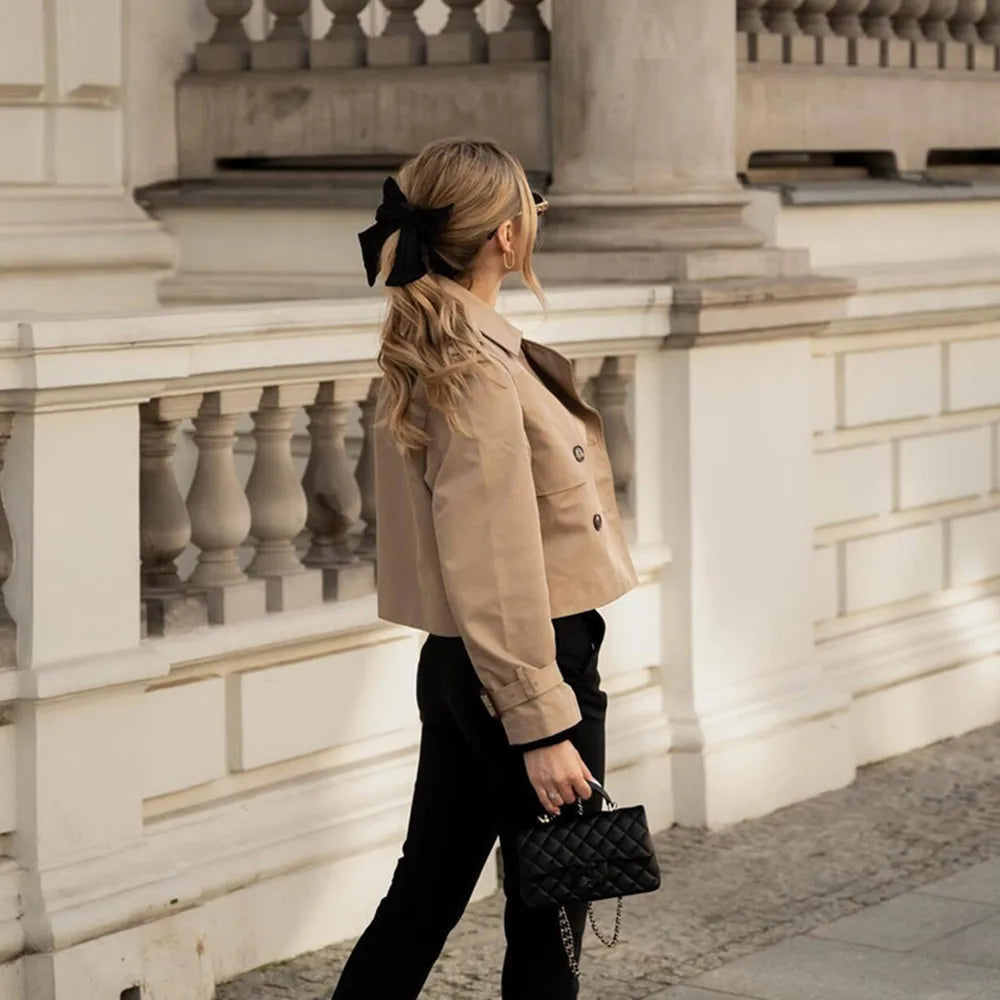 Vintage Cropped Double-Breasted Jacket