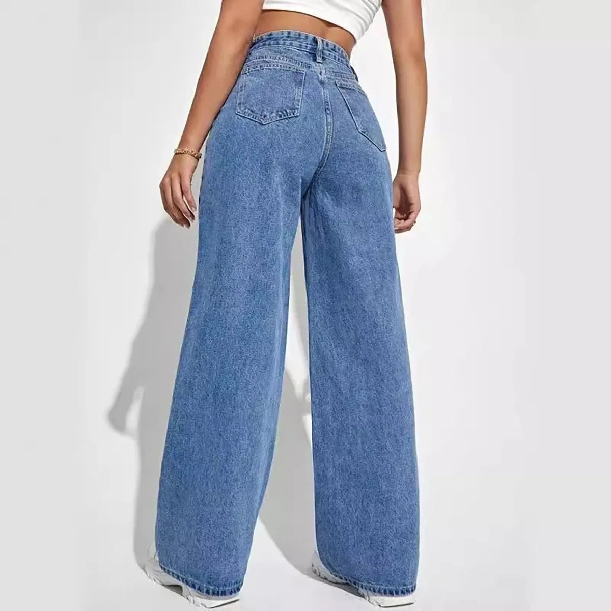 High-Waist Baggy Straight Jeans