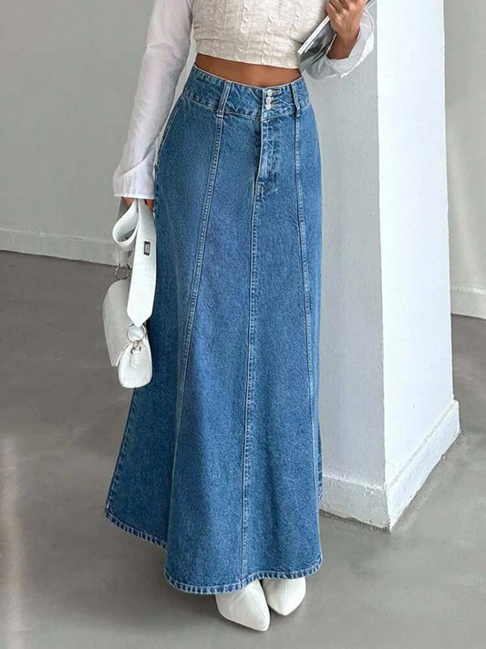 Long Denim Midi Skirt