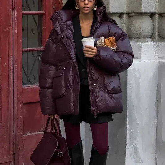 Casual Burgundy Lace Up Jacket