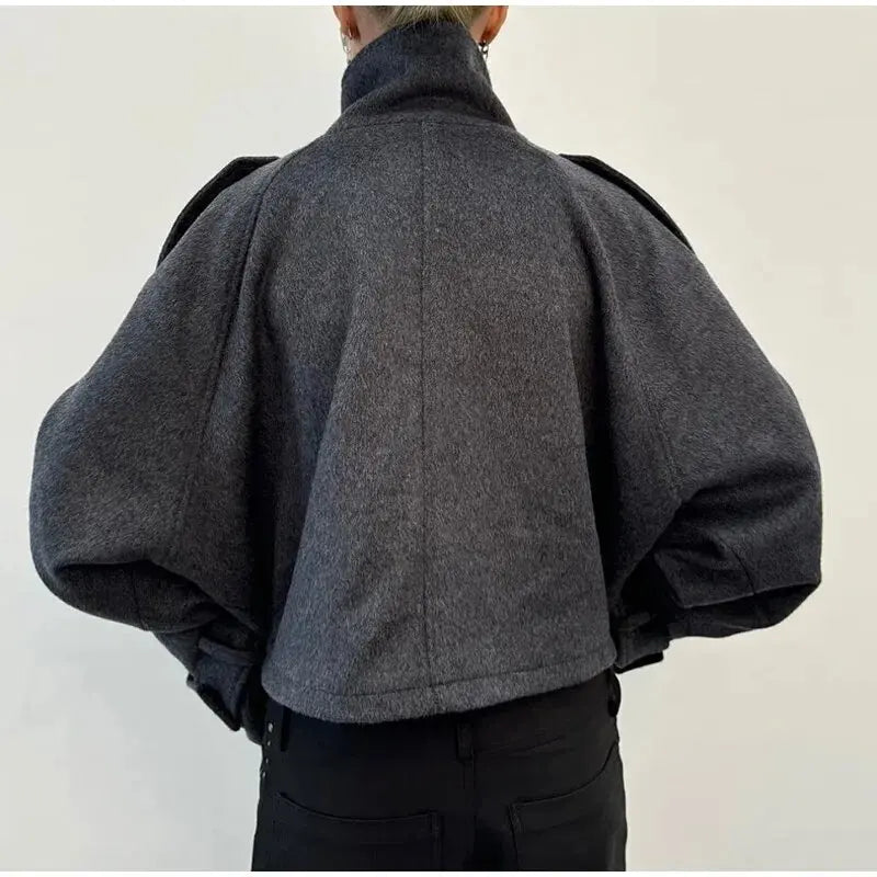Stand Collar Single-Breasted Coat