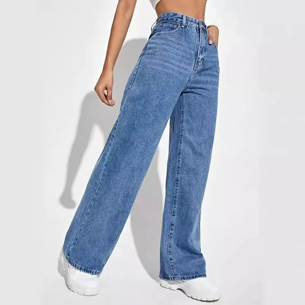 High-Waist Baggy Straight Jeans