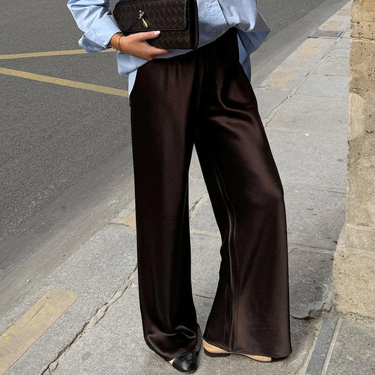 Elegant Satin Wide Leg Pants
