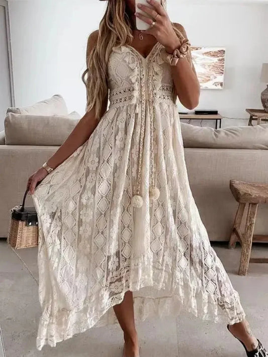 Alina Lace V-Neck Maxi Dress