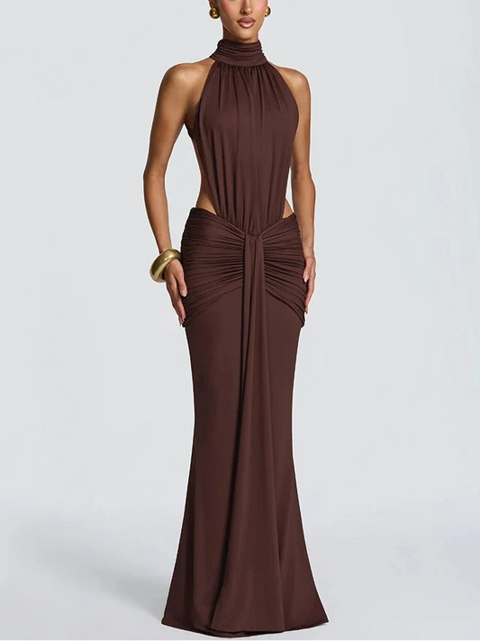 Women’s Backless Turtleneck Maxi Dress