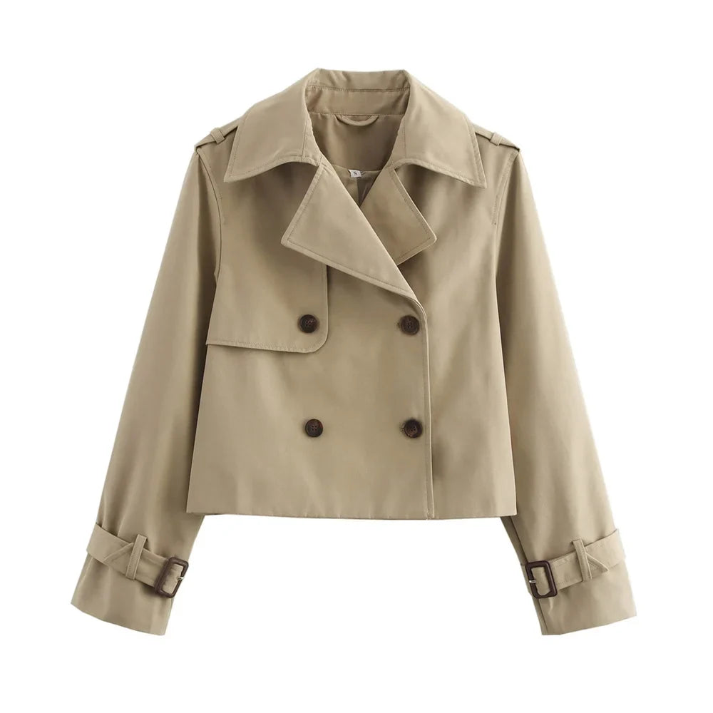 Vintage Cropped Double-Breasted Jacket
