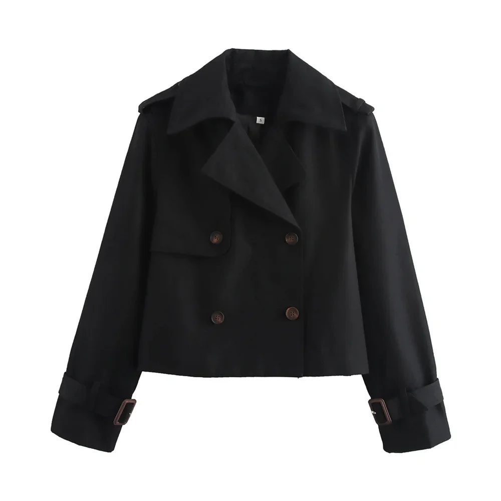 Vintage Cropped Double-Breasted Jacket