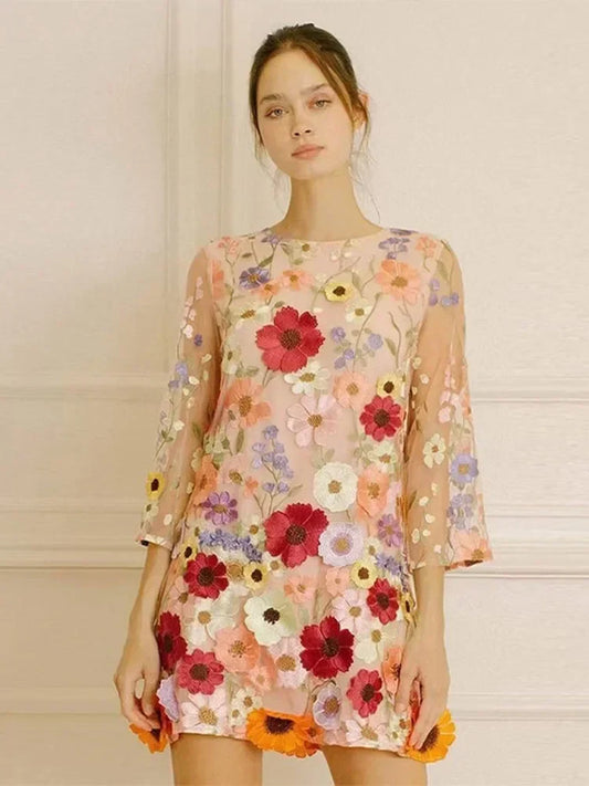 Flower Printed Short Dress