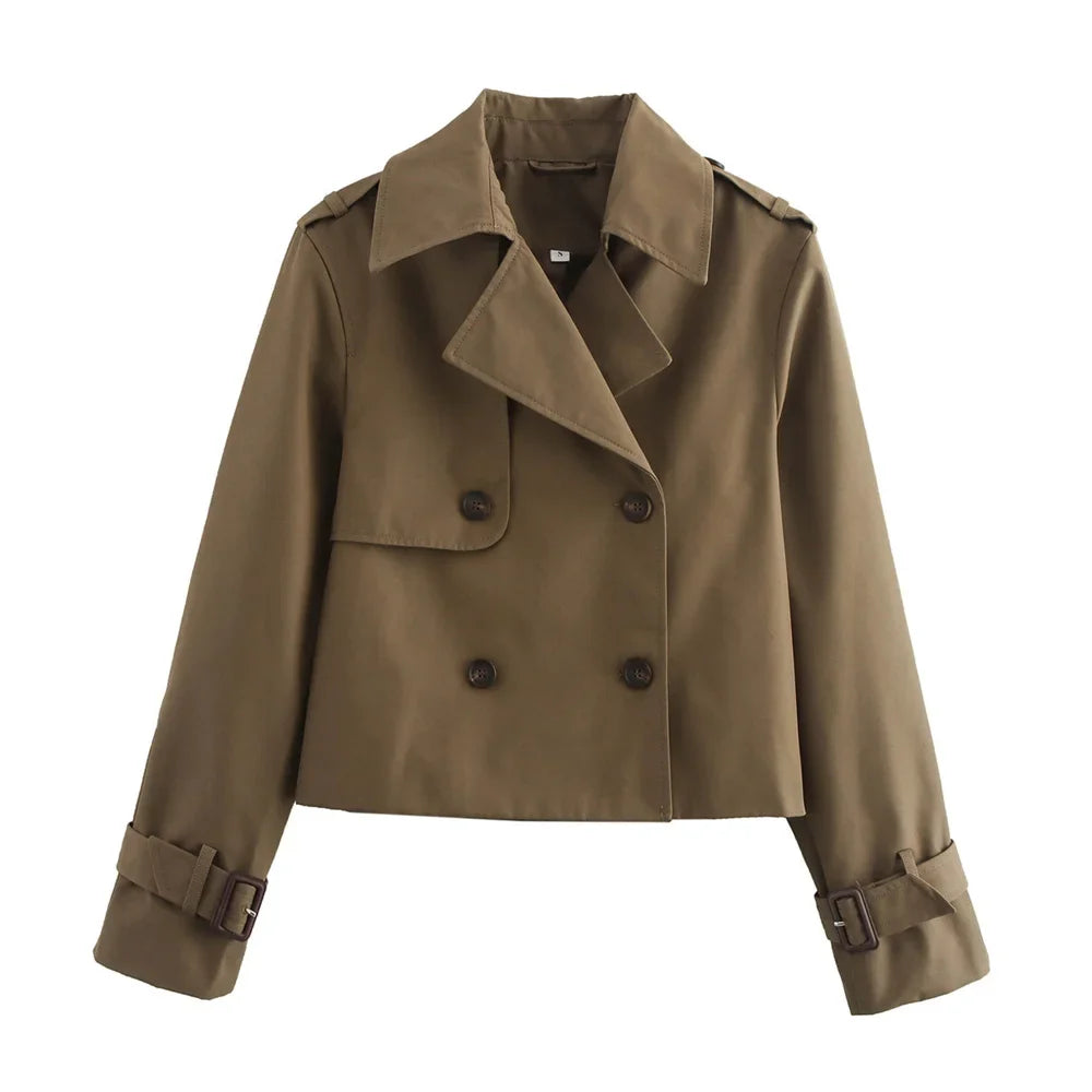 Vintage Cropped Double-Breasted Jacket