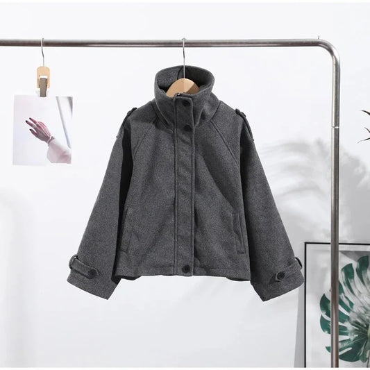 Stand Collar Single-Breasted Coat