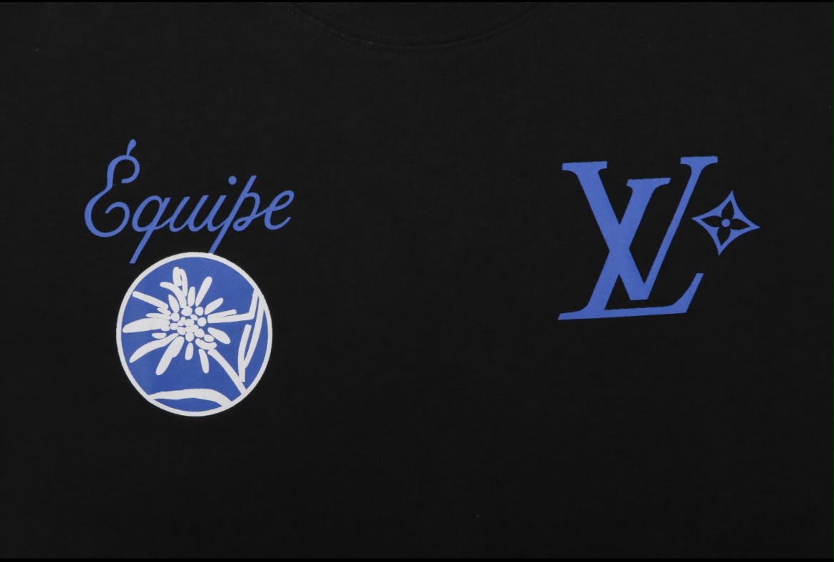 Camiseta Oversize Negra con Doble Bordado "Équipe" Azul — Calidad Premium